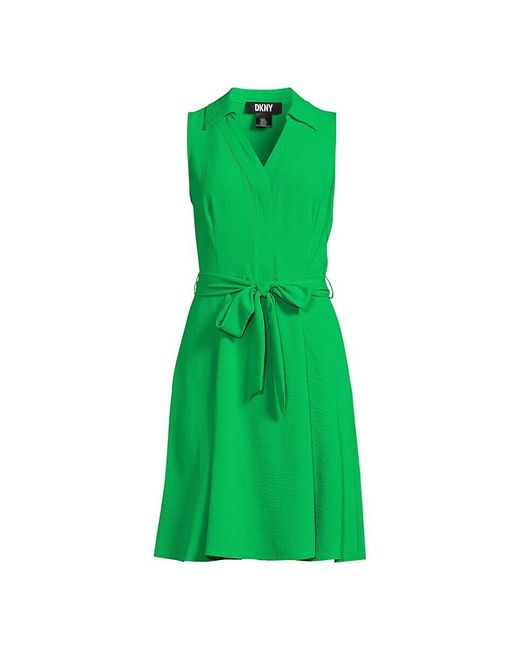 DKNY Green Belted Mini Shirt Dress
