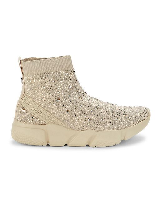 Steve Madden Natural Kaia Encrusted Sock Sneakers