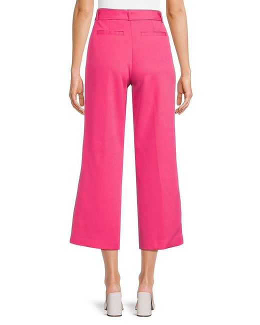 Saks Fifth Avenue Pink Belted Crop Wide Leg Pants