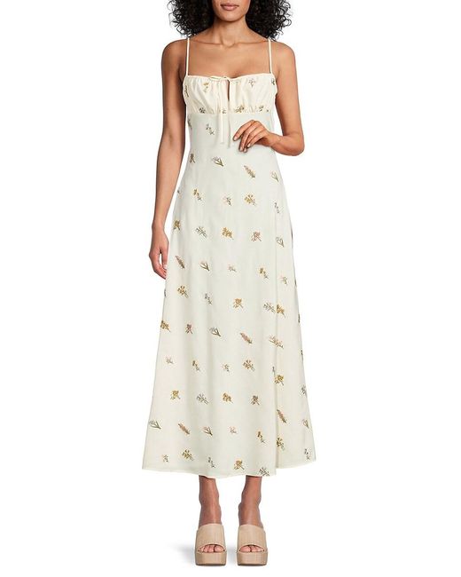 WeWoreWhat Natural Floral Midi Strappy Dress