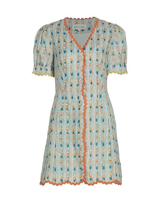 Saloni Green Marlee Button-Front Dress