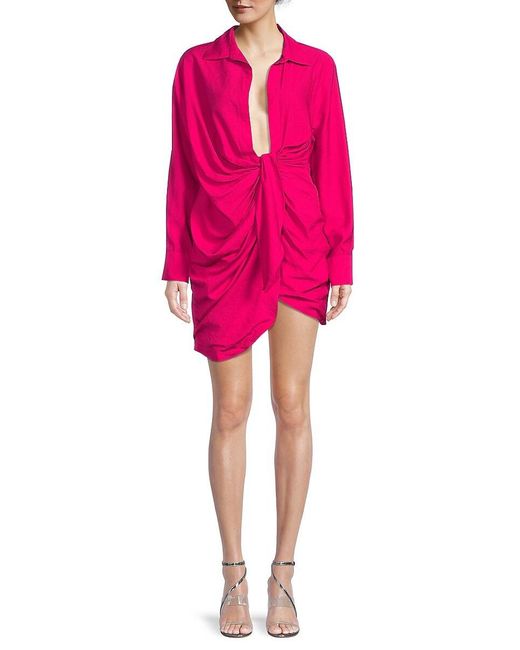 Jacquemus La Robe Bahia Ruched Mini Dress in Pink | Lyst UK