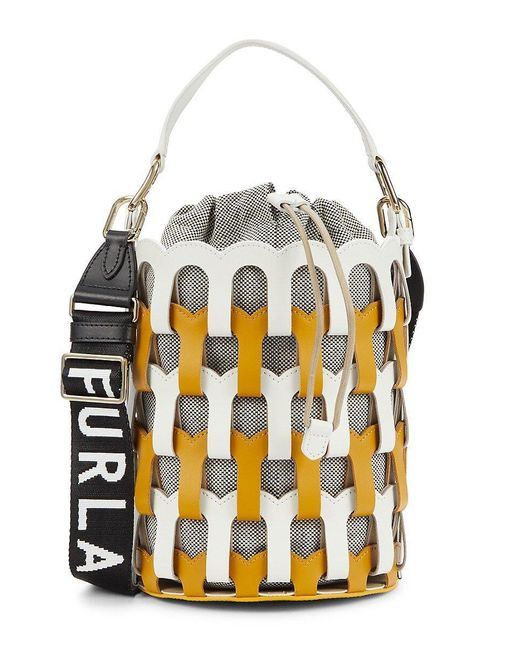 Furla Logo Leather Bucket Bag in Metallic Lyst
