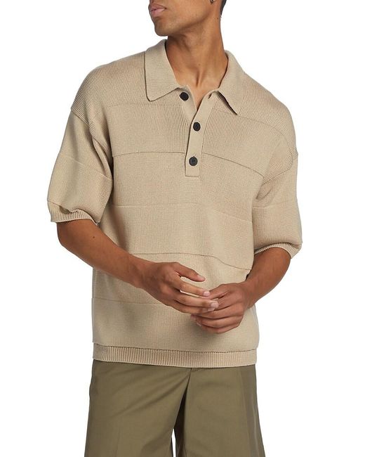 Helmut Lang Natural Colin Ribbed Sweater Polo for men