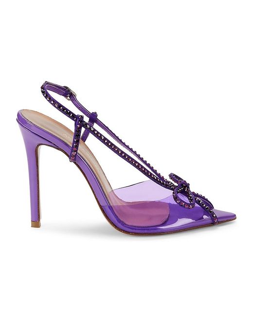 Andrea Wazen Purple Kay Embellished Bow Sandals