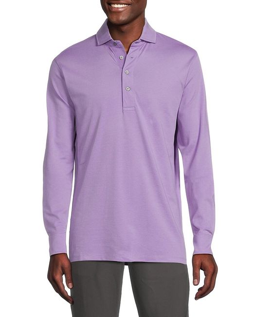 Greyson Purple Omaha Long Sleeve Polo for men