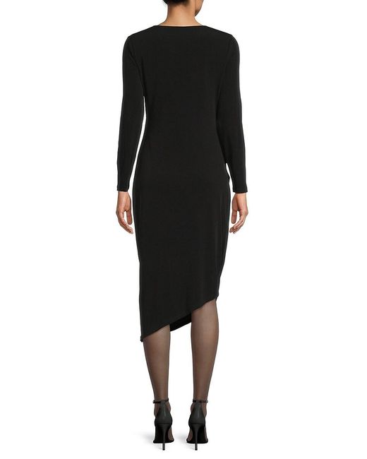 Calvin Klein Black Asymmetric Midaxi Sheath Dress