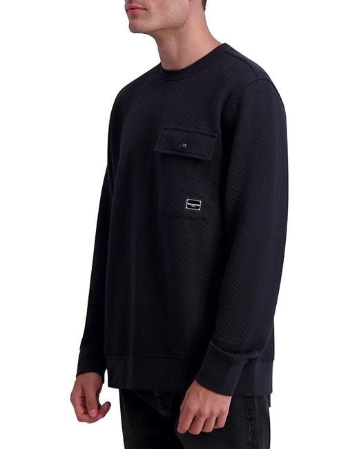 Karl Lagerfeld Blue Chevron Textured Sweatshirt for men