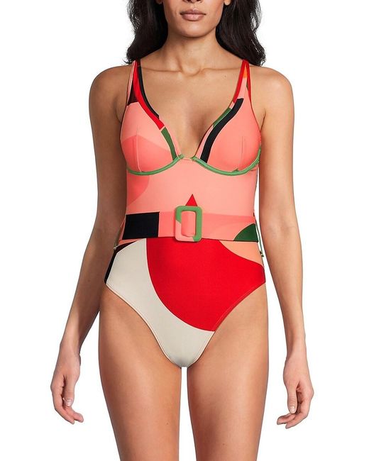 Hutch Red Belted One Piece Swimsuit
