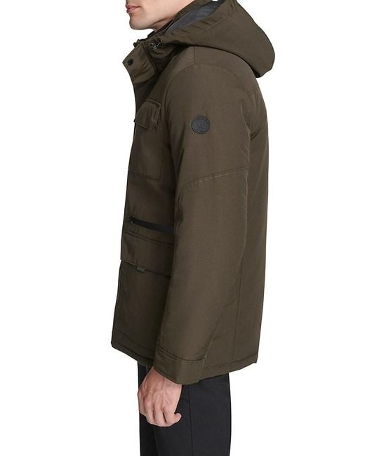 Kenneth Cole Black Oxford Weave Regular Fit Parka for men