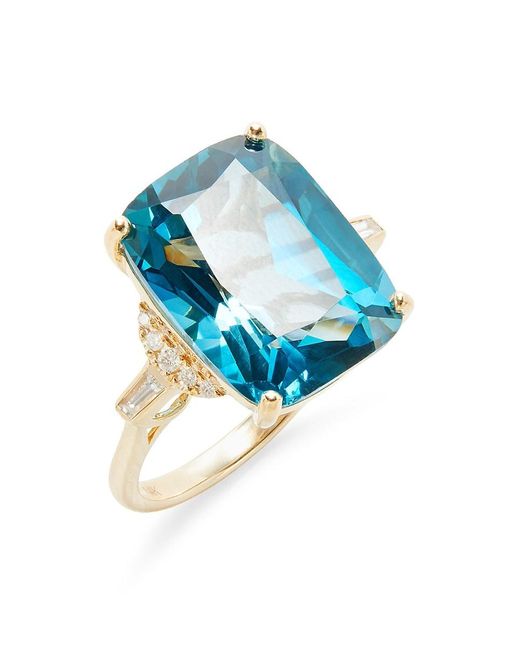 Effy Blue 14K, London Topaz & Diamond Ring