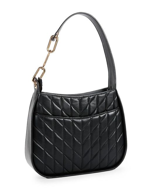 Karl Lagerfeld Black Lafayette Quilted Leather Hobo Bag