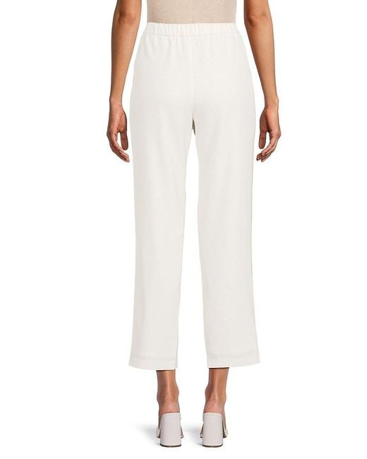Halston Heritage White Elastic-Back Pull-On Pants