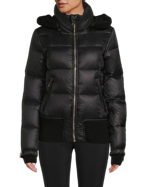 Nicole Benisti Moritz Faux Fur Trim Down Puffer Jacket in Black | Lyst