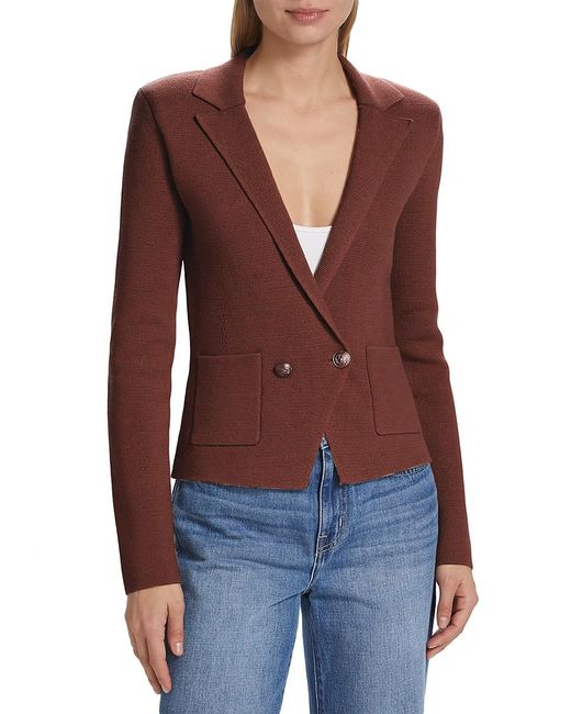 L'Agence Red Sofia Knit Double-Breasted Blazer