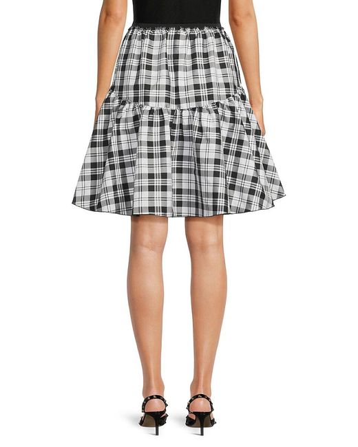 RED Valentino Black Tartan Asymmetric Miniskirt