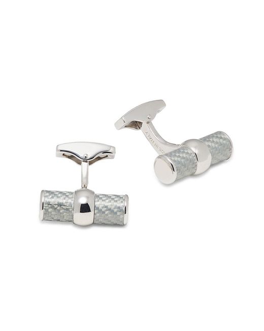 Tateossian White Montecarlo Sterling Alutex Cylinder Cufflinks for men