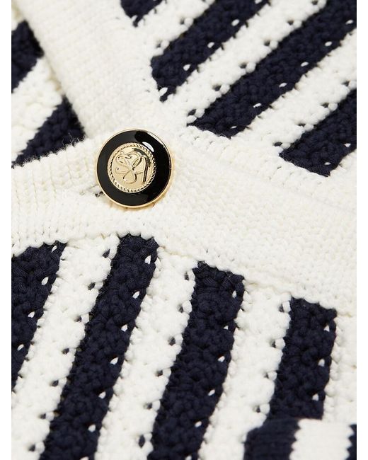 Ba&sh White Gamden Stripe Cropped Cardigan