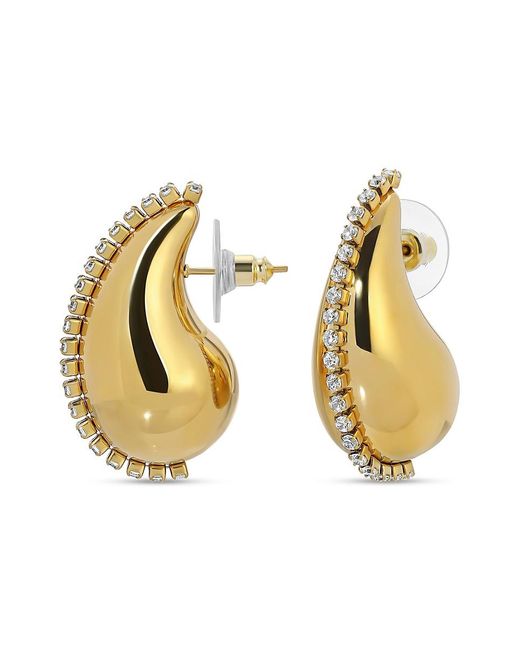 Eye Candy LA Metallic Golden Goldtone & Cubic Zirconia Bean Earrings