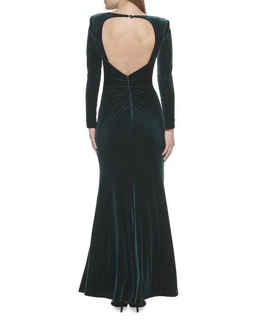 Eliza J Green Ruched Velvet Maxi Dress