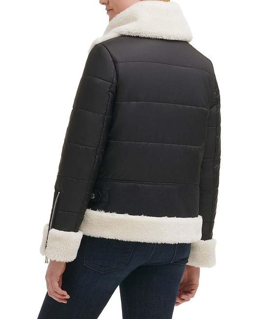 Karl Lagerfeld Faux Shearling Bomber Jacket in Black Lyst UK