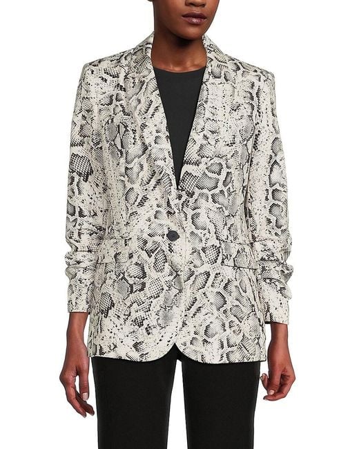 DKNY Gray Snakeskin Print Blazer