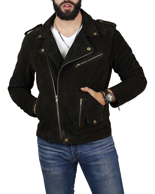 Frye Black Leather Biker Jacket for men