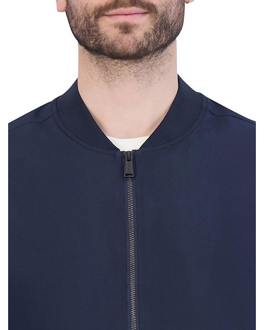 Cole Haan Blue Soft Rain Bomber Jacket for men