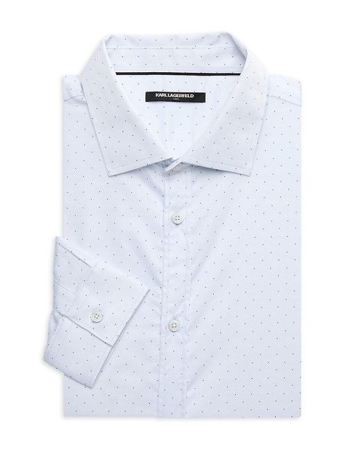 Karl Lagerfeld Blue Dot Print Dress Shirt for men