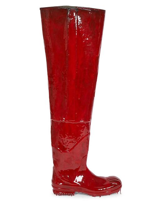Maison Margiela Red Tall Rubber Boots for men