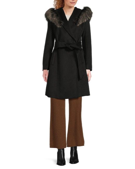 Wrap Coat Cole Haan Black Coat Cole Haan Black Women's Slick Wool