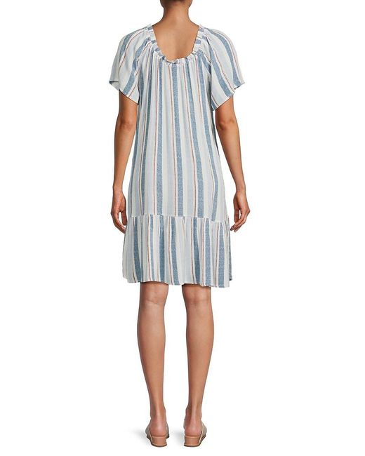 Bobeau Blue Striped Dress