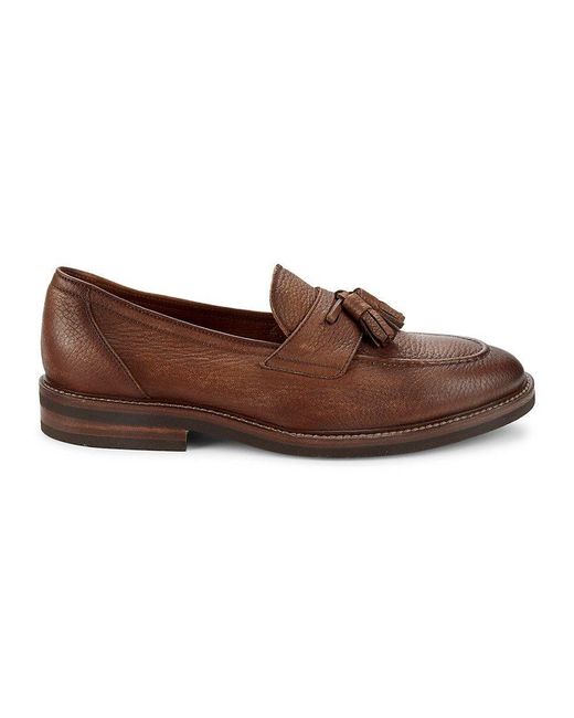 Brunello Cucinelli Grain Leather Tassel Loafers in Brown for Men | Lyst
