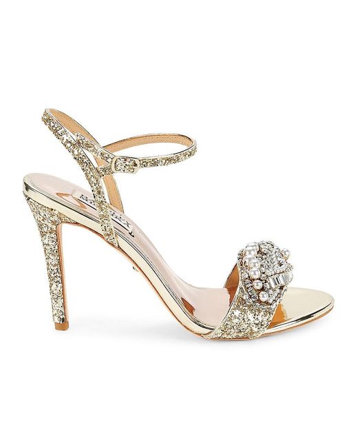 Badgley Mischka Odelia Satin Stiletto Sandals in Metallic Lyst
