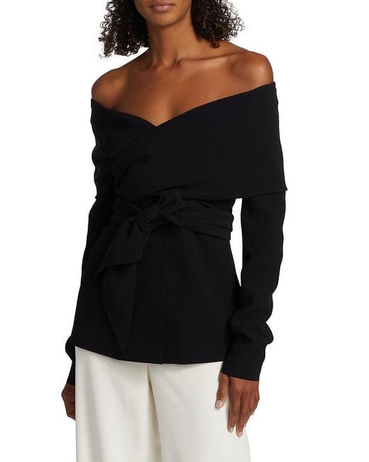 Lafayette 148 New York Black Portrait Collar Wrap Jacket