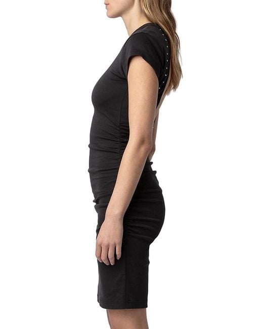 Zadig & Voltaire Black Aida Cut-Out Cotton Minidress