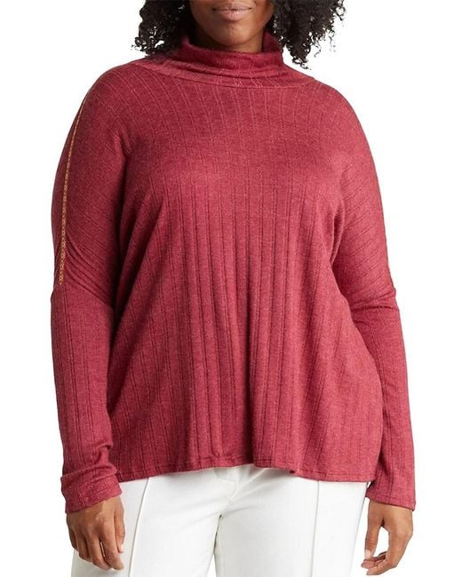 Baea Blue Plus Pointelle Turtleneck Sweater