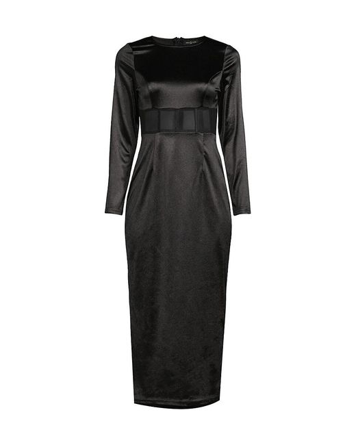 AREA STARS Black 'Satin Sheath Midi Dress