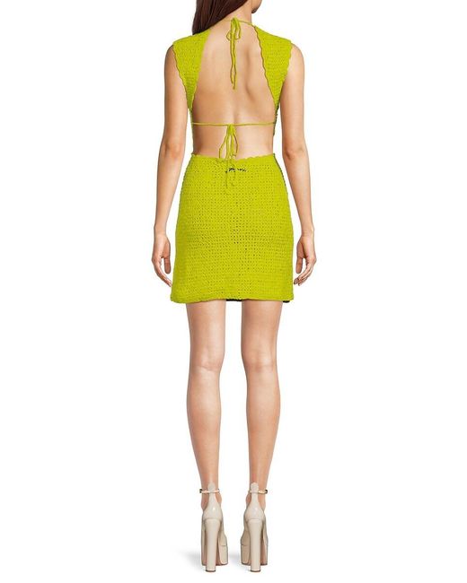 Ganni Yellow Crochet Sheath Mini Dress