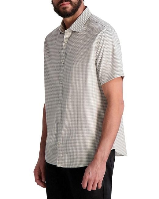Karl Lagerfeld White Short-Sleeved Patterned Woven Shirt for men