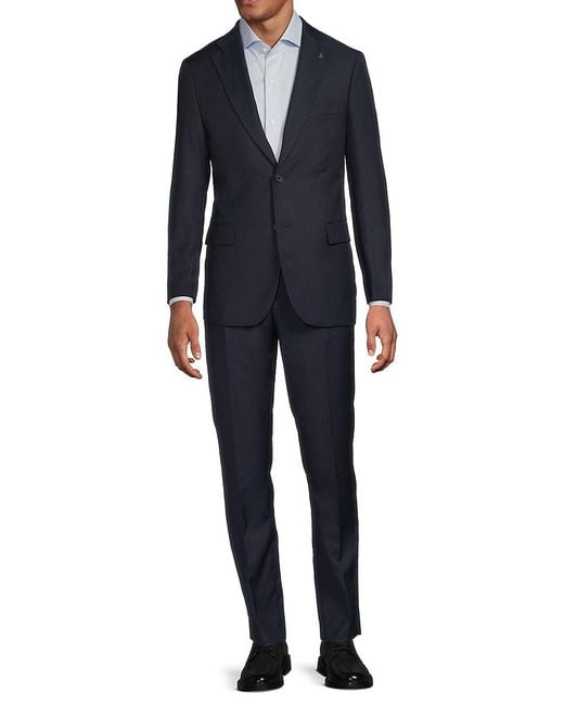 Scotch & Soda Blue Solid Two-Button Modern-Fit Suit for men