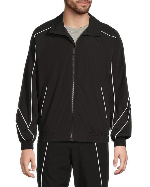 Karl Lagerfeld Black Nylon Bomber Jacket With Contrast Piping for men