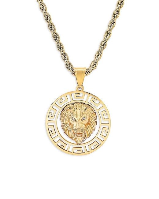 Anthony Jacobs Metallic 18k Goldplated & Simulated Diamond Lion Pendant Necklace for men