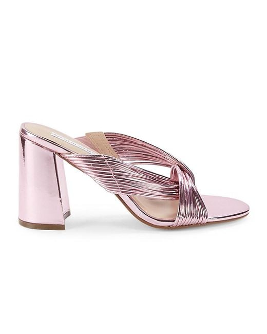 Saks Fifth Avenue Synthetic Rapid Metallic Block-heel Sandals in Pink ...