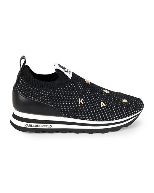 Karl Lagerfeld Black Marje Embellished Slip On Sneakers