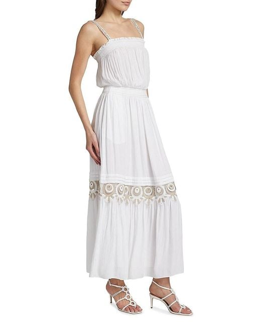 Ramy Brook White Catalina Embroidered Maxi Dress