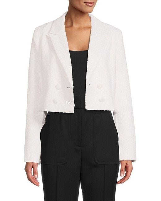Bagatelle Cropped Tweed Blazer in White | Lyst