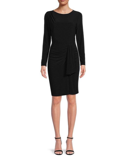 DKNY Ruched Mini Sheath Dress in Black | Lyst