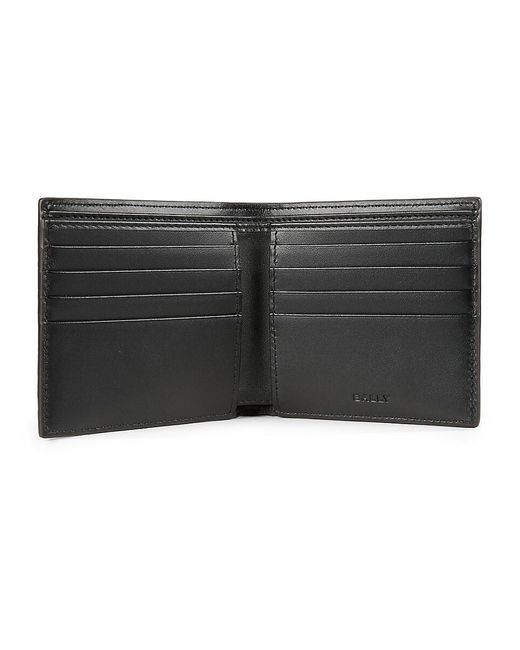 Bally White Taurus Striped Leather Bifold Wallet for men