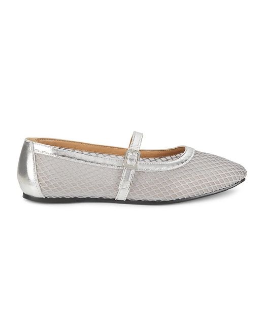 Saks Fifth Avenue White Brynn Leather & Mesh Flats
